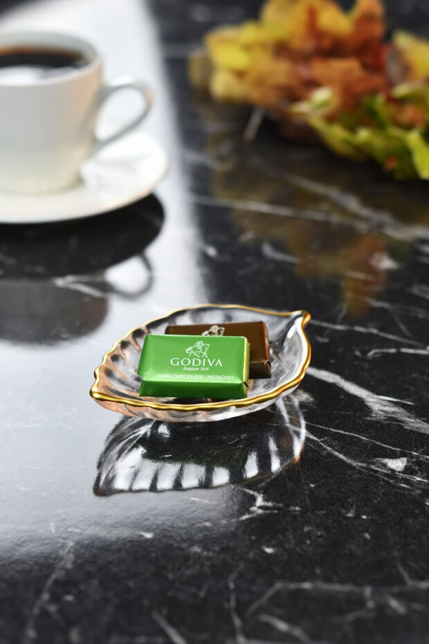 Mini Gold Gilded 6-Piece Leaf Model Glass Sauce Bowl Turkish Delight Bowl Presentation Set