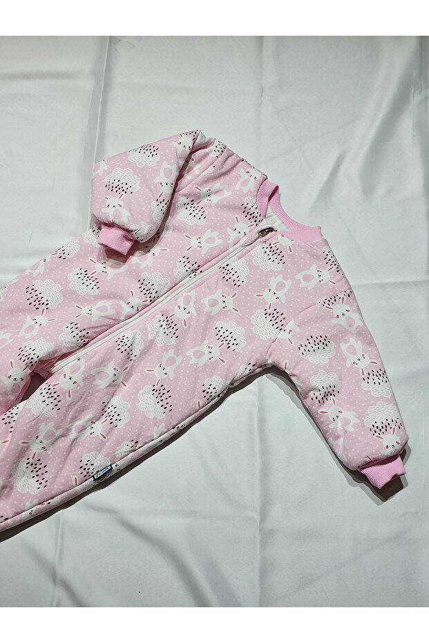 Girl's Rabbit Patterned Pink Basic Sleeping Bag - 2