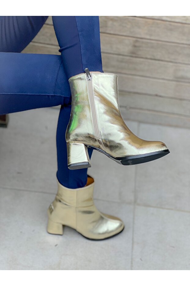 Feli Gold Metal Kalın Ökçe Bot - 3
