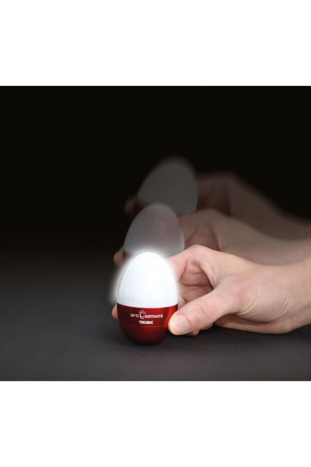 سلسلة مفاتيح بإضاءة LED على شكل بيضة باللون الأحمر - 3