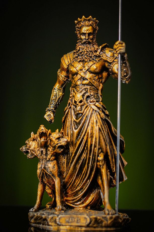 Antik Yunan Mitolojik Kahraman Ölüler Tanrısı Hades Ve Cerberus Heykel Biblo - 6