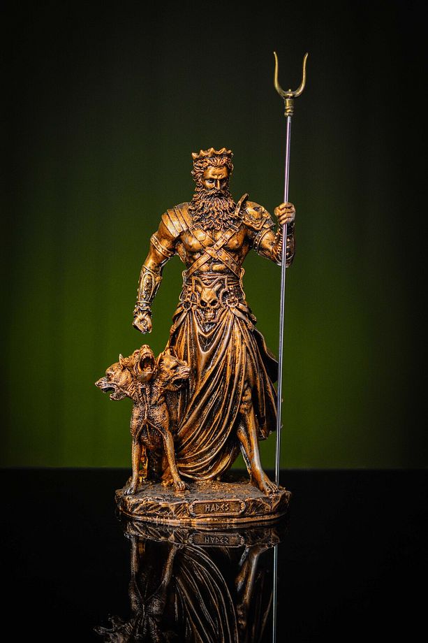 Antik Yunan Mitolojik Kahraman Ölüler Tanrısı Hades Ve Cerberus Heykel Biblo - 1