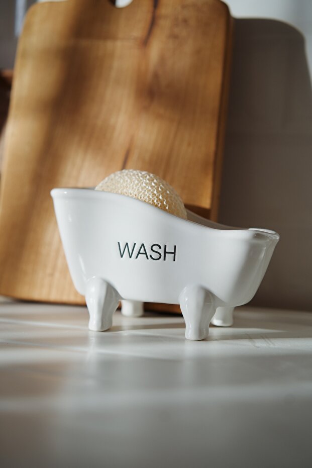 طبق صابون سيراميك صلب (يشمل الإسفنجة) - 2