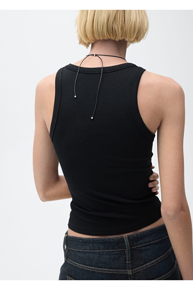 Lastik örgü pamuklu bluz - 4