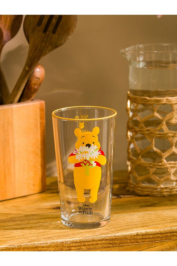Sarı Winnie The Pooh Baskılı Cam Su Bardağı 500 Ml - 3