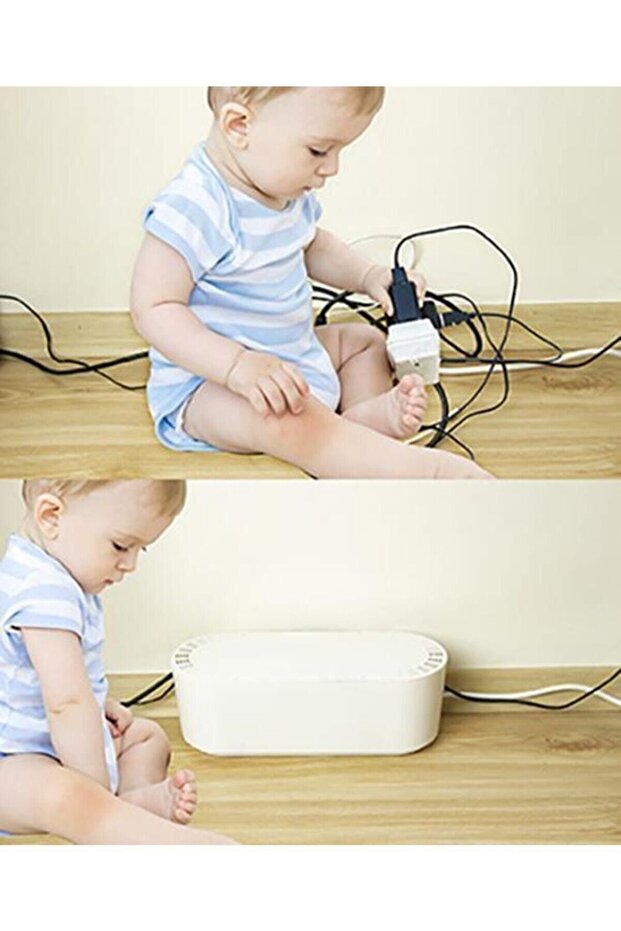 2 قطعة صندوق إخفاء الكابلات صندوق متعدد المقبس منظم الكابلات (أنثراسايت) - 5