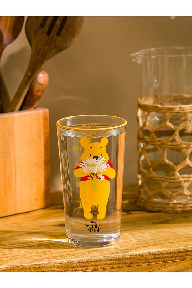 Sarı Winnie The Pooh Baskılı Cam Su Bardağı 500 Ml - 1