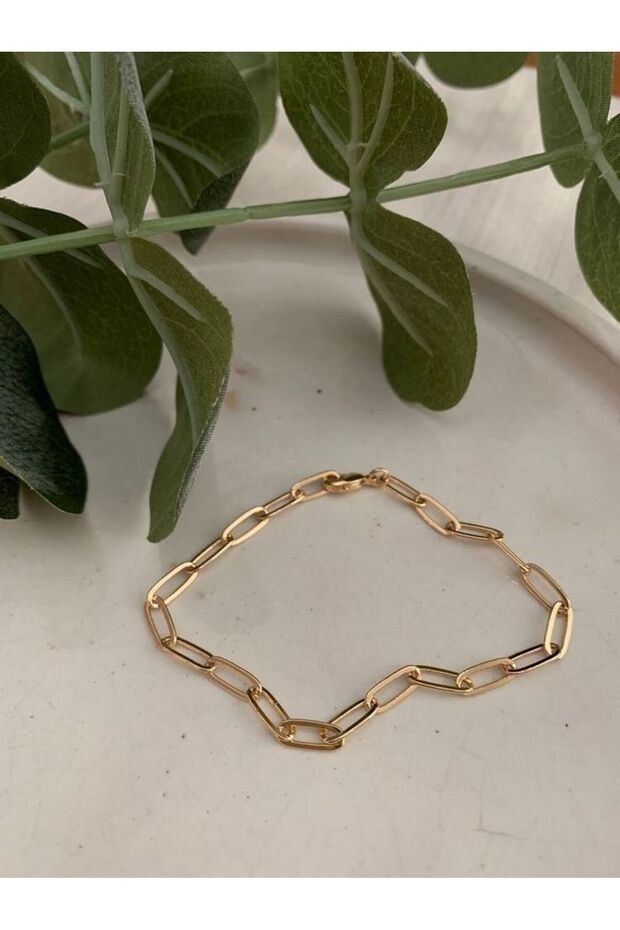 100% Steel Paperclip Chain Bracelet Gold Color