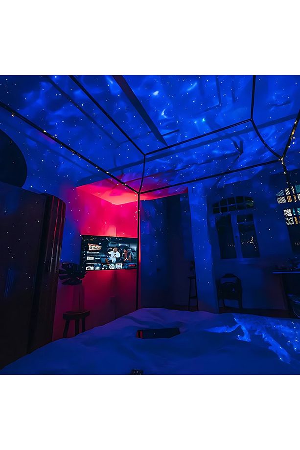 Galaxy Projektör Kuzey Işıklı Gece Lambası Ambiyans Led Bluetooth Hoparlör Parti Lambası Yıldız led - 4