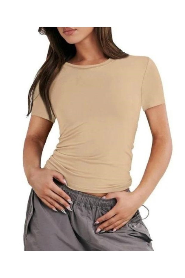 Women's Crew Neck Diver Fabric Short Sleeve T-Shirt