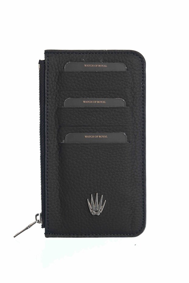 Lexis Black Genuine Leather Zippered Card Holder