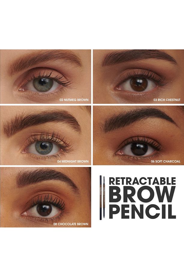 Retractable Waterproof Brow Pencil Suya Dayanıklı Kaş Kalemi 06 SOFT CHARCOAL Aslbeauty - 2