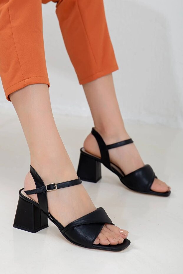 Aria Black Heeled Sandals