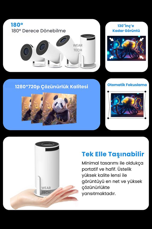 Hy300 Pro Upgrade Taşınabilir Projeksiyon Cihazı Ultra Hd Android Ev Projektörü Wifi,bluetooth,hdmı - 2