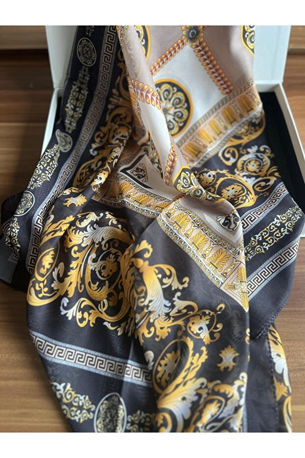 فرسا نمط القطن الحرير شال أسود - 4