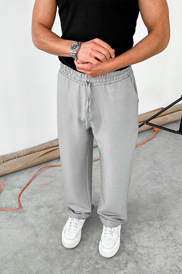 بنطلون رمادي بخصر مريح - 2