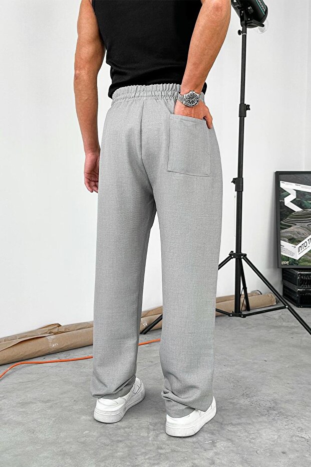 بنطلون رمادي بخصر مريح - 5