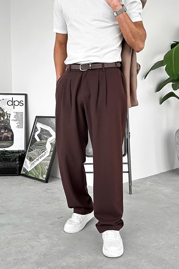 Brown Basic Premium Fabric Trousers - 2