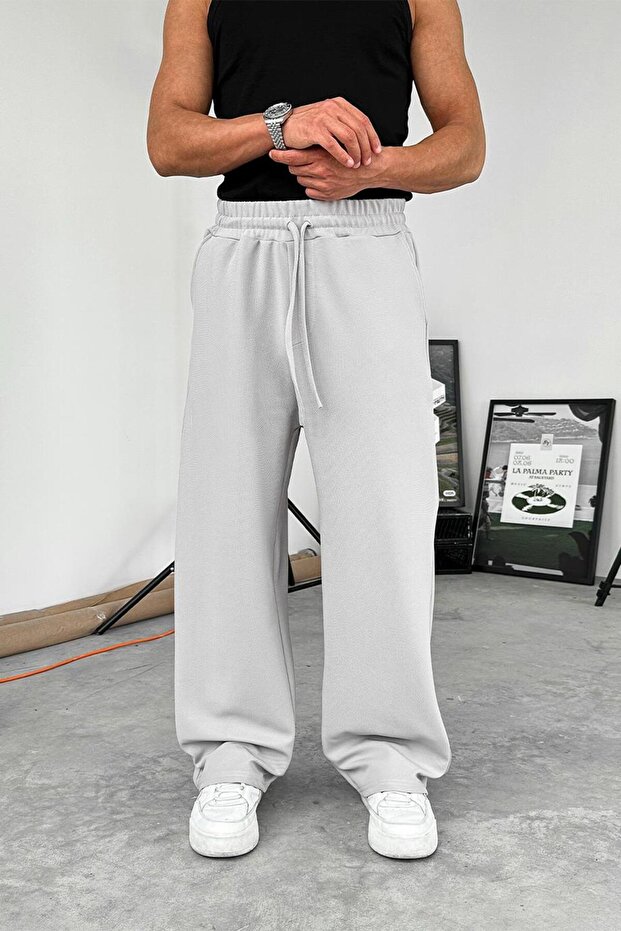 بنطال فضفاض أساسي باللون الرمادي - 1