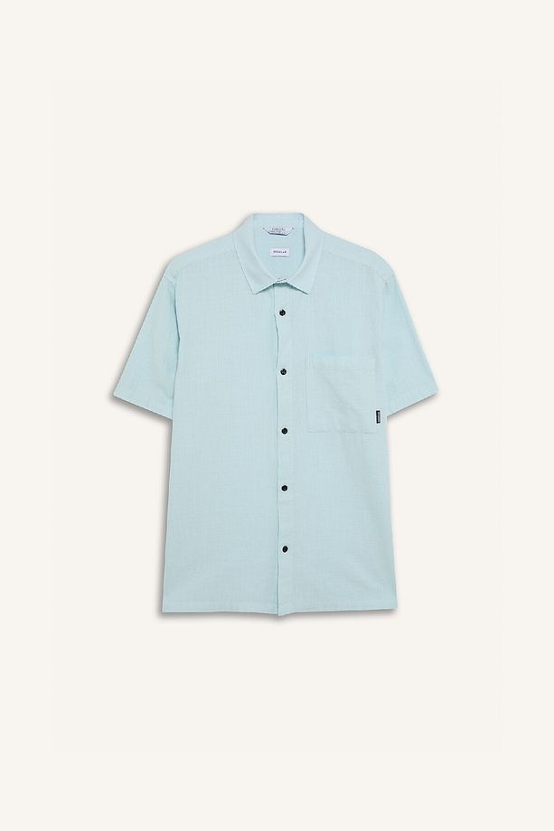 %100 Pamuk Regular Fit Yazlık Kısa Kollu Gömlek E0461ax25sm - 1