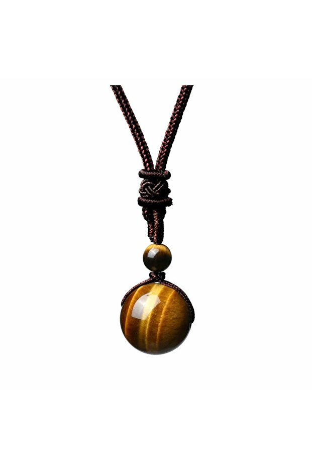 Tiger eye 16 Mm Black Obsidian Tiger Eyes Amethyst Stone Women Men Necklaces with Adjustable Braided