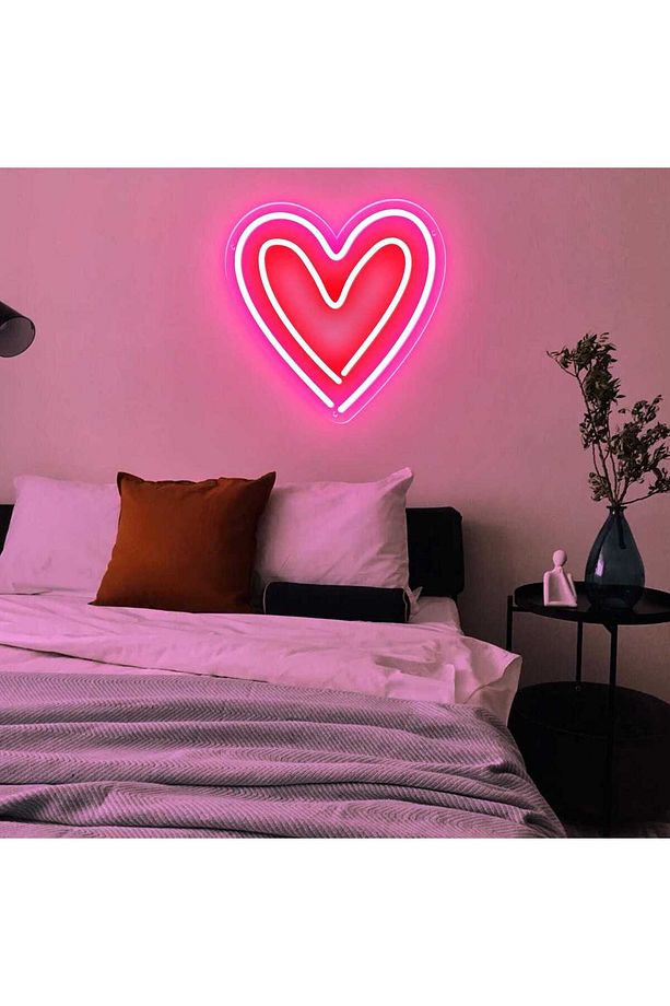 Kalp Dekoratif Neon Led Işıklı Aydınlatma Tablo - 1