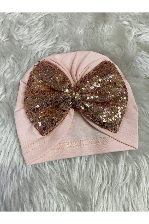 kız bebek fıyonklu pullu bere bone - 3