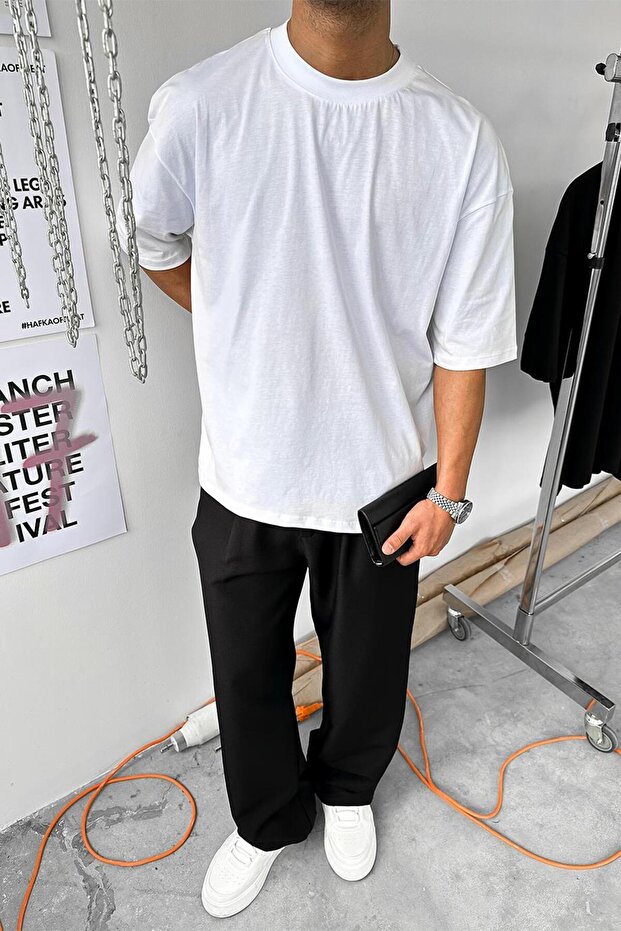 Optik Beyaz Cozy Basic Oversize Tişört - 4