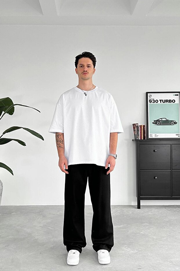 Λευκό Cozy Basic Oversize T-Shirt - 1
