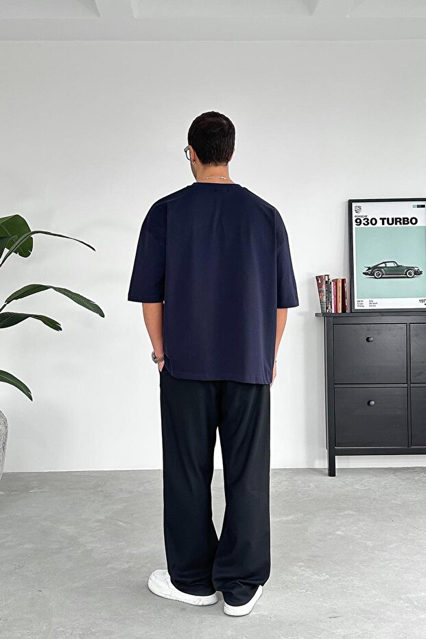 Lacivert Cozy Basic Oversize Tişört - 3