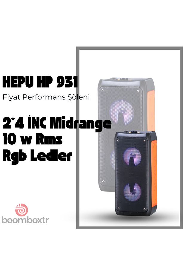 HP-931 Mikrofonlu Taşınabilir Şarjlı Bluetooth Parti Hoparlörü 4 Inc*2 Extra Bass - 5