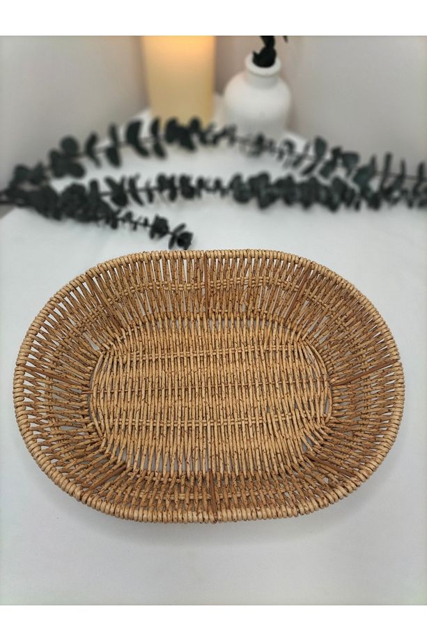 bual22 Hasır Rattan Ekmek Sepeti Hasır görünümlü Plastik - 4