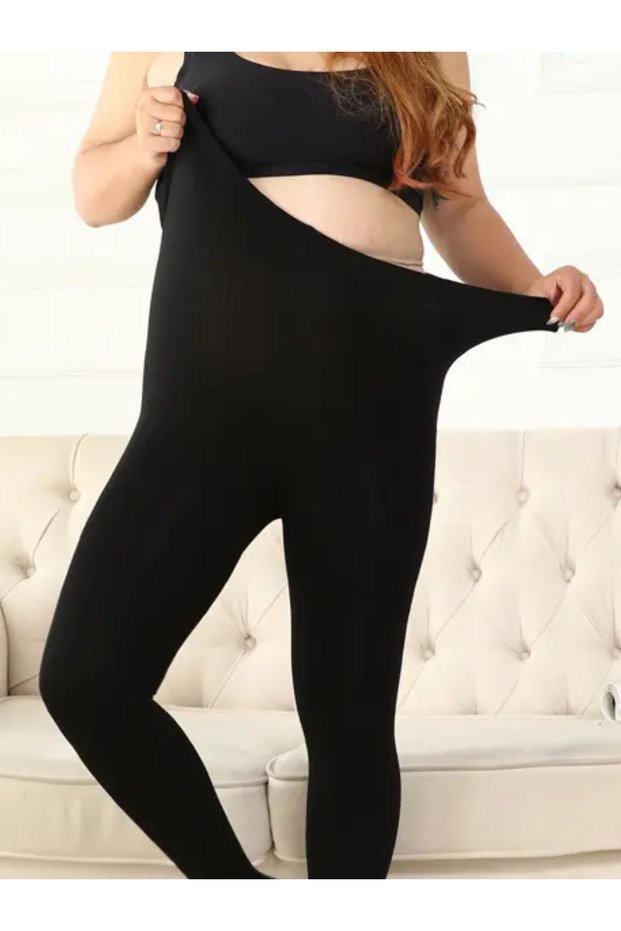 Women's Plus Size Thermal Leggings - High Waist Black Plush Underwear -Baddal Thermal Fleece Furry Leggings Underwear