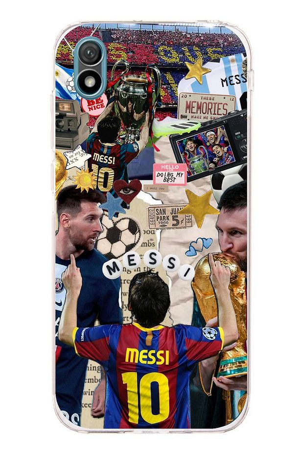 Huawei Y5 2019 - Honor 8S Uyumlu Messi Çıkartmalar Şeffaf Silikon Kılıf - 1