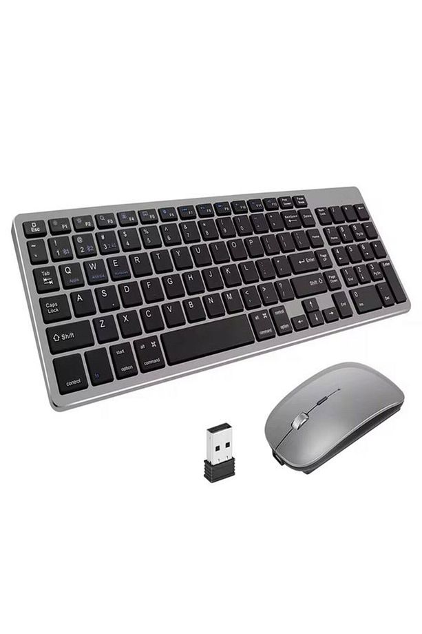 Sessiz Şarjlı İOS/ANDROİD/WİNDOWS Uyumlu Bluetooth 2.4G Kablosuz Klavye Mouse Seti - 1