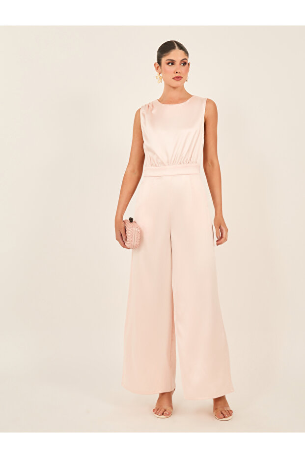 Satin Sleeveless Wide Leg Jumpsuit