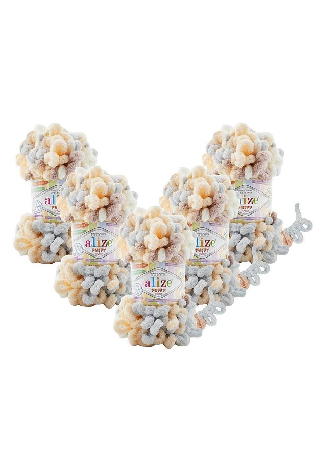 5 Adet Puffy Color 6463- El Örgü Ipi Bebek Battaniye Panduf Atkı Hırka Ipi 6463 - 1