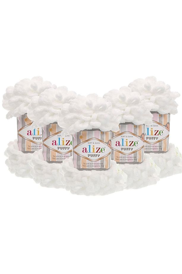 Puffy 5-pack - 55 White - 100 Gr.9 Mt.finger Braid String - 1