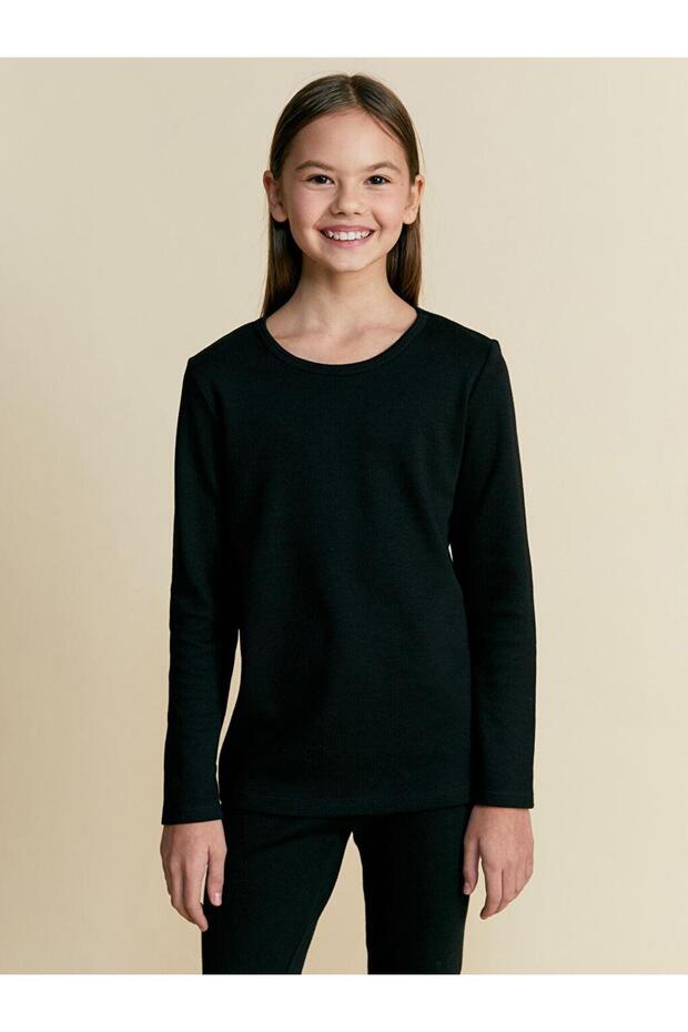 Bisiklet Yaka Uzun Kollu Kız Çocuk Fanila - 1