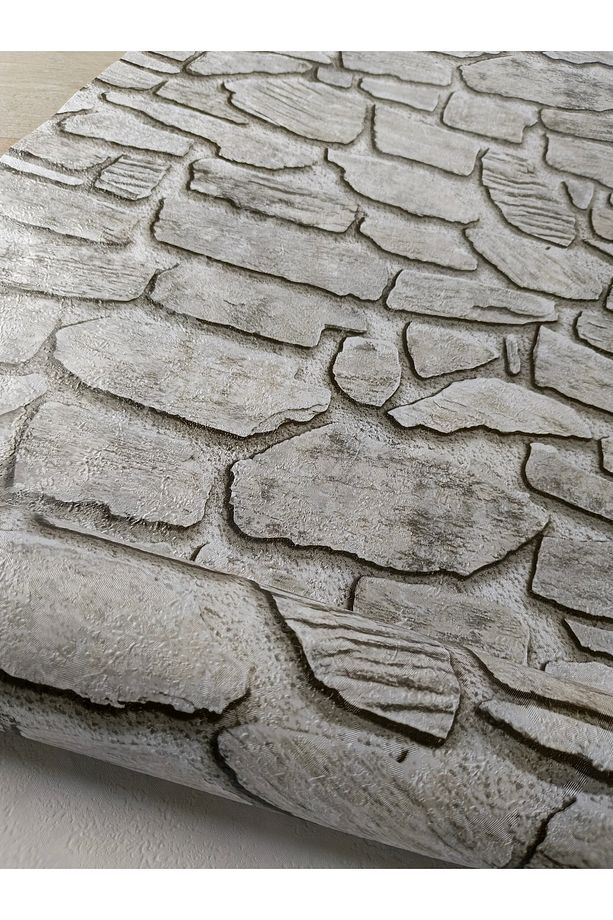 Gri Kirli Beyaz Kaynak Taşı Görünümlü 3D Silinebilir Duvar Kağıdı 5 M² - 4
