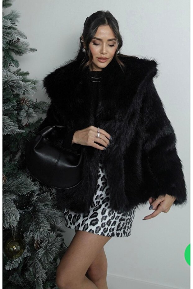 Γυναικείο μαύρο παλτό από ψεύτικη γούνα Premium MAZELF baby kids wear - 6