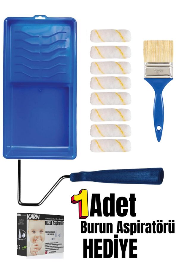 10'lu Ekonomik Boya Seti | Boya Tavası | 10 Cm 10 Adet Rulo | 10 Cm Rulo Sapı - 1