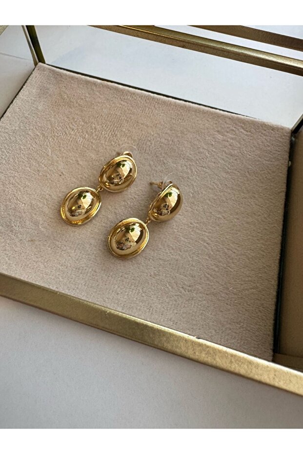Gold Sallantılı Çelik Küpe - 1
