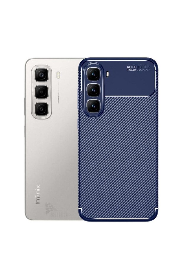 Infinix Hot 50 Pro Plus Compatible Silicone Case Carbon Patterned Camera Protection Autofocus Cover