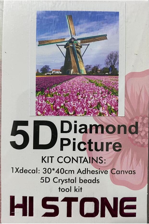 5D الماس الخرز لصق حجر تجهيز فسيفساء نسيج "طاحونة الرياح" 30x40 سم