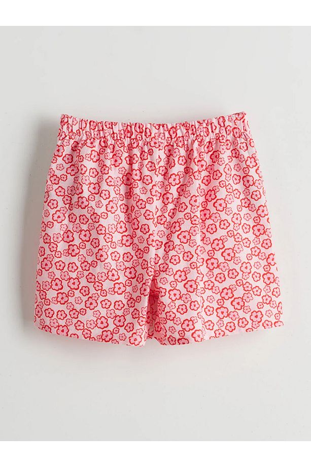 LCW ECO Pembe Beli Lastikli Çiçekli Kız Çocuk Şort Etek - 2