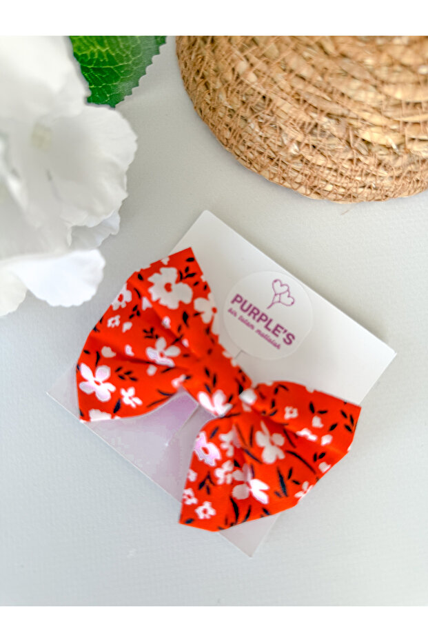 Red Floral Print Buckle - Clips Bow for Kid Baby Mother
