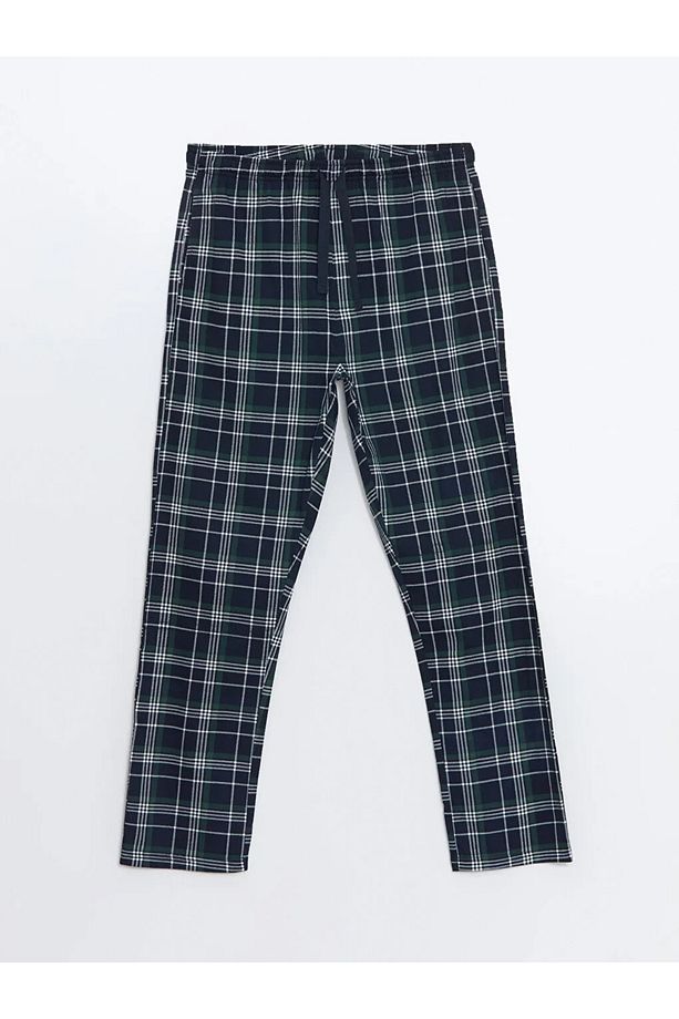 Lacivert Standart Kalıp Ekose Erkek Pijama Alt - 5