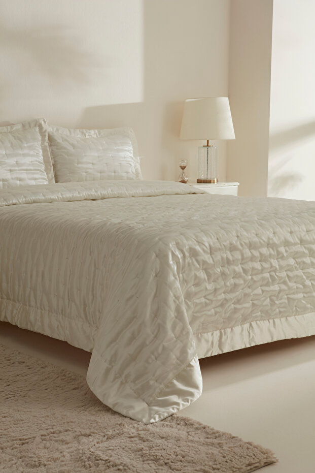 مفرش سرير مزدوج أبيض - 3