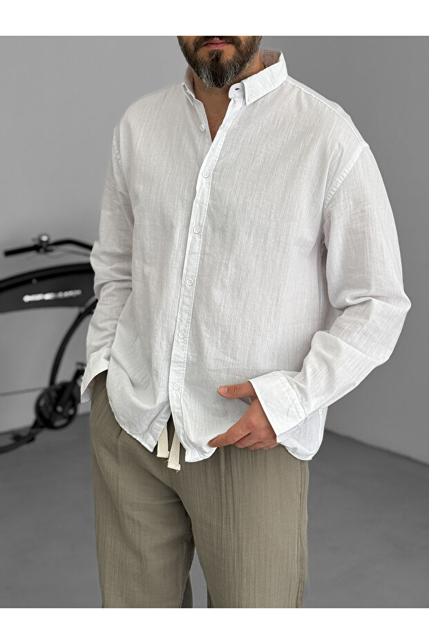 Beyaz Fresh Kumaş Basic Gömlek G-5138/12 - 7